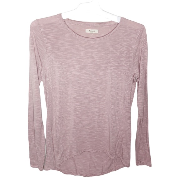 Madewell anthem forward seam long sleeve t-shirt in ash stone pink size S - Picture 2 of 9